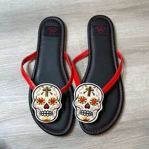 NWOT Strange Cvlt Cult YRU Muerte Day of the Dead Sugar Skull Gothic Sandals 11